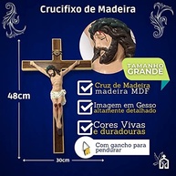 Crucifixo de Parede em Madeira com Cristo em Alto Relevo - 48cm | Decoração Sagrada com Acabamento Premium - imagem 4