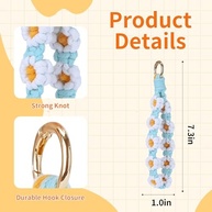 Chaveiro feminino boho macramê feito à mão com flores de crochê - imagem 3