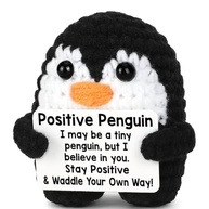 Mini Estatueta de Pinguim de Crochê com Suporte Emocional - Presente Inspirador We're Soulmates Forever - imagem 2