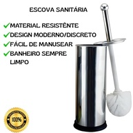 Kit com 2 Escovas Sanitárias Premium em Aço Inox Cromado - Design Moderno e Durável para Banheiro - imagem 4