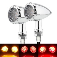 Luzes Traseiras LED Moto Bullet SMD 2 Peças: Freio, Seta e Lanterna (Cromado) - imagem 2