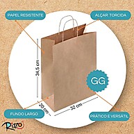Sacola de Papel Kraft GG 34,5x32x20cm – 10 Unidades Cromus - imagem 2