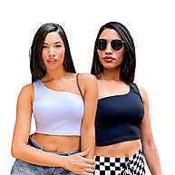 Cropped Manga Única: Kit 2 Preto e Branco - imagem 1