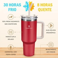 Romantic Crown Copo Térmico com Canudo 1,18L - Aço Inox 304, Tampa à Prova de Vazamento, Alça e Design Ergonômico para Viagem - imagem 4