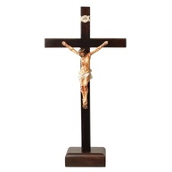 Crucifixo de Mesa em Madeira com Cristo em Resina Realista - 30 cm - imagem 2