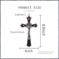 Cruz de Parede de São Bento com Crucifixo - 20cm - Decoração Espiritual Esmaltada em Preto - imagem 4