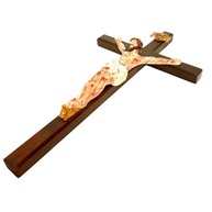 Crucifixo de Parede com Cristo Chagado em Resina Madeira 33 cm - Decoração Sagrada com Detalhes Realistas - imagem 5