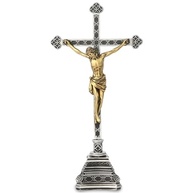Crucifixo em Pé 20cm - Decoração Religiosa Pintado à Mão para Mesa e Altar Católico - imagem 2