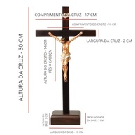 Crucifixo de Mesa em Madeira com Cristo em Resina Realista - 30 cm - imagem 4