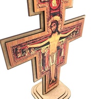 Crucifixo de Mesa São Francisco com Cruz de São Damião - 20 cm | Decoração e Fé - imagem 3