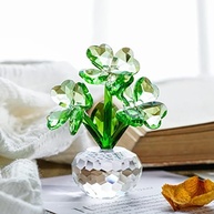 Crystal Flower Dreams - Estatueta de Trevo de Quatro Folhas em Cristal Verde | Presente Sortudo para São Patrício, Natal e Ações de Graças - imagem 2