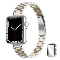 CSJCUBIC Pulseira de metal compatível com Apple Watch séries 9/8/7/6/5/4/3/2/1/SE de 38 mm, 40 mm, 41 mm, 42 mm, 44 mm e 45 mm - imagem 1