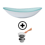 Cuba Oval de Vidro Canoa com Válvula Click Inox - imagem 1