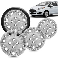 Kit 4 Calotas Aro 14 Prata Grid New Fiesta 2014-2017 - Cubo Baixo - imagem 1