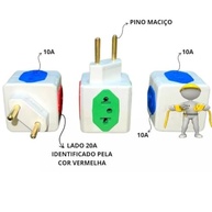 Kit 3 Adaptadores de Tomada Cubo Colorido 4 Saídas - 10A/20A - imagem 3