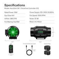 Ventilador de Duto AeroZesh G6 388 CFM - Controle Inteligente PWM para Cultivo Indoor - imagem 3