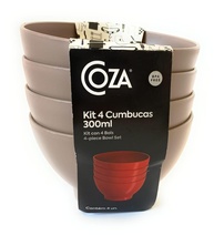 Kit com 4 Cumbucas em Plástico Cinza 300ml - Coza | Ideal para Refeições Individuais - imagem 1