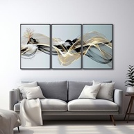 Quadro Decorativo Abstrato Linhas Curvas Moderno com Vidro - 60x90cm Preto - imagem 3
