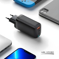 Carregador Turbo 65W 3 Saídas USB-C/USB para iPhone, iWatch, AirPods e Mais - Preto - imagem 4