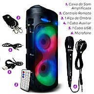 Caixa de Som Amplificada Bluetooth com Microfone Karaoke D-S14 - imagem 2