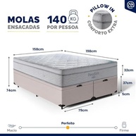 Cama Box Baú Queen com Colchão Ortobom Freedom Molas Ensacadas D33 Pillow - imagem 3