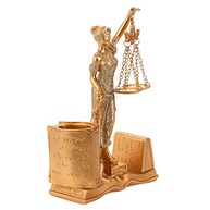 Dama da Justiça Porta-Canetas 20cm em Resina Rosê - Decore e Organize seu Escritório com Estilo - imagem 4