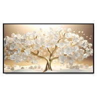 Quadro Decorativo Floral Árvore da Prosperidade Dourada 60x90cm - Moldura Retangular Moderna para Sala, Quarto e Escritório - imagem 3
