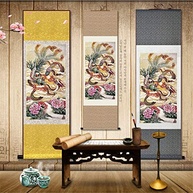 Zzooi Arte de Parede Dragão e Fênix - Pintura Chinesa da Sorte em Seda - imagem 5