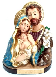 Busto da Sagrada Família em Gesso 20 cm - Decoração Religiosa Artesanal - imagem 1