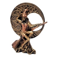 Estátua de Bruxa da Lua em Resina Dourada com Detalhes em Bronze - Decoração Esotérica Wicca - imagem 3