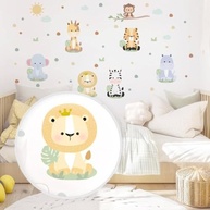 Adesivo de Parede Infantil Safari 22 Baby - Animais da Selva em Tons Neutros para Decoração do Quarto - imagem 2