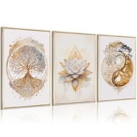 Arte de Parede Árvore da Vida com Flor de Lótus - Tela Zen para Decoração Espiritual e Yoga 40x60cm - imagem 2