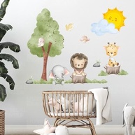 Adesivo de Parede Safari Infantil com Animais da Selva - Decoração Divertida para Quarto de Bebê e Brinquedoteca - imagem 2
