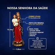 Imagem de Nossa Senhora da Saúde em Resina Maciça 15cm - Detalhes Pintados à Mão, Super Resistente - imagem 4