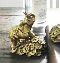 Elefante Feng Shui Dourado em Moedas de Dinheiro - Estátua da Riqueza e da Sorte - imagem 3