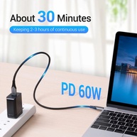 Vention 60W USB-C: Carregador Turbo e Cabo de Dados - imagem 4