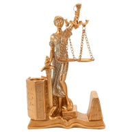 Dama da Justiça Porta-Canetas 20cm em Resina Rosê - Decore e Organize seu Escritório com Estilo - imagem 1