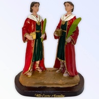 Imagem de São Cosme e Damião em Resina 16 cm - Decoração Sagrada com Detalhes Finos - imagem 1