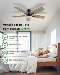 Ventilador de Teto com Luz LED e Controle Remoto | 6 Velocidades, Motor DC Silencioso e Design Moderno - imagem 3