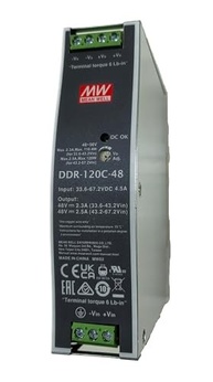 Conversor DC-DC Trilho DIN DDR-120C-48: Potência e Confiabilidade 48V 120W - imagem 3
