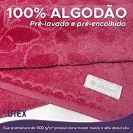 Jogo de Banho 4 Peças Romance Dohler Aveludado 100% Algodão com Estampa Coração e Borboleta - imagem 4