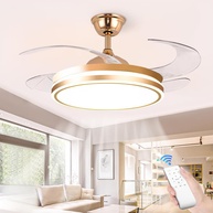 Ventilador de Teto 107CM Dourado com LED 72W e Controle Remoto - 6 Velocidades Inverter - imagem 1