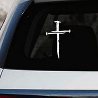 Adesivo Cruz de Pregos Cristã para Carros - Reflexivo e Impermeável | 11,5x18cm - imagem 2