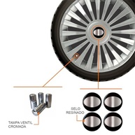 Jogo de Calotas Aro 13 Europa Premium para Toyota Etios, Corolla, Yaris, Prius - Design Moderno com Selo Resinado e Tampas Cromadas - imagem 3