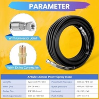Mangueira de Pulverização de Tinta Sem Ar 15m - Alta Pressão 3300 PSI | Conector Universal 1/10.2 cm - imagem 3