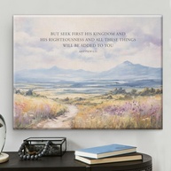 Arte de Parede Bíblica Matthew 6:33 - Pintura em Tela 20x25cm com Versículo Inspirador - imagem 1