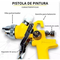 Pulverizador De Tinta Profissional Hvlp Com Reservatório 3 Bicos 600ml Pintura Automotiva Residencial - imagem 5