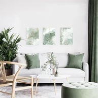 Conjunto de Arte de Parede Verde Sálvia Moderna - 3 Quadros Abstratos em Moldura para Sala de Estar, Quarto e Decoração Boho - imagem 3