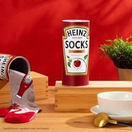 HEINZ Pacote de 3 meias masculinas ketchup de feijão cozido para homens, adolescentes, macias, respiráveis tamanho 8-11, presentes para ele (ketchup vermelha), Ketchup vermelho, Tamanho Único - imagem 3