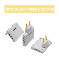 Adaptador de Tomada Articulado Universal Branco: 3 Saídas Bivolt 10A com Pinos de Latão - imagem 5